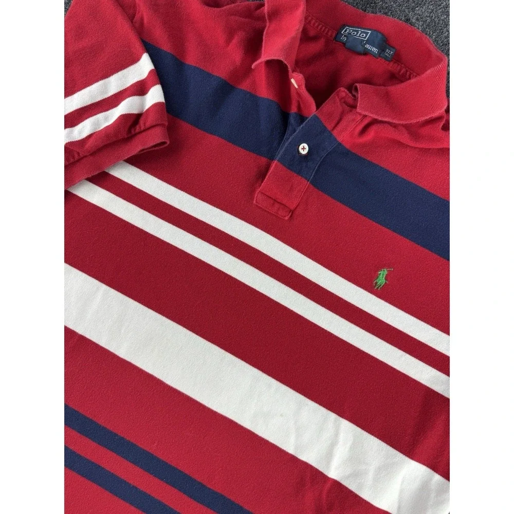 Polo Ralph Lauren XL Tall Red Stripe Rugby Polo Shirt Pony Logo